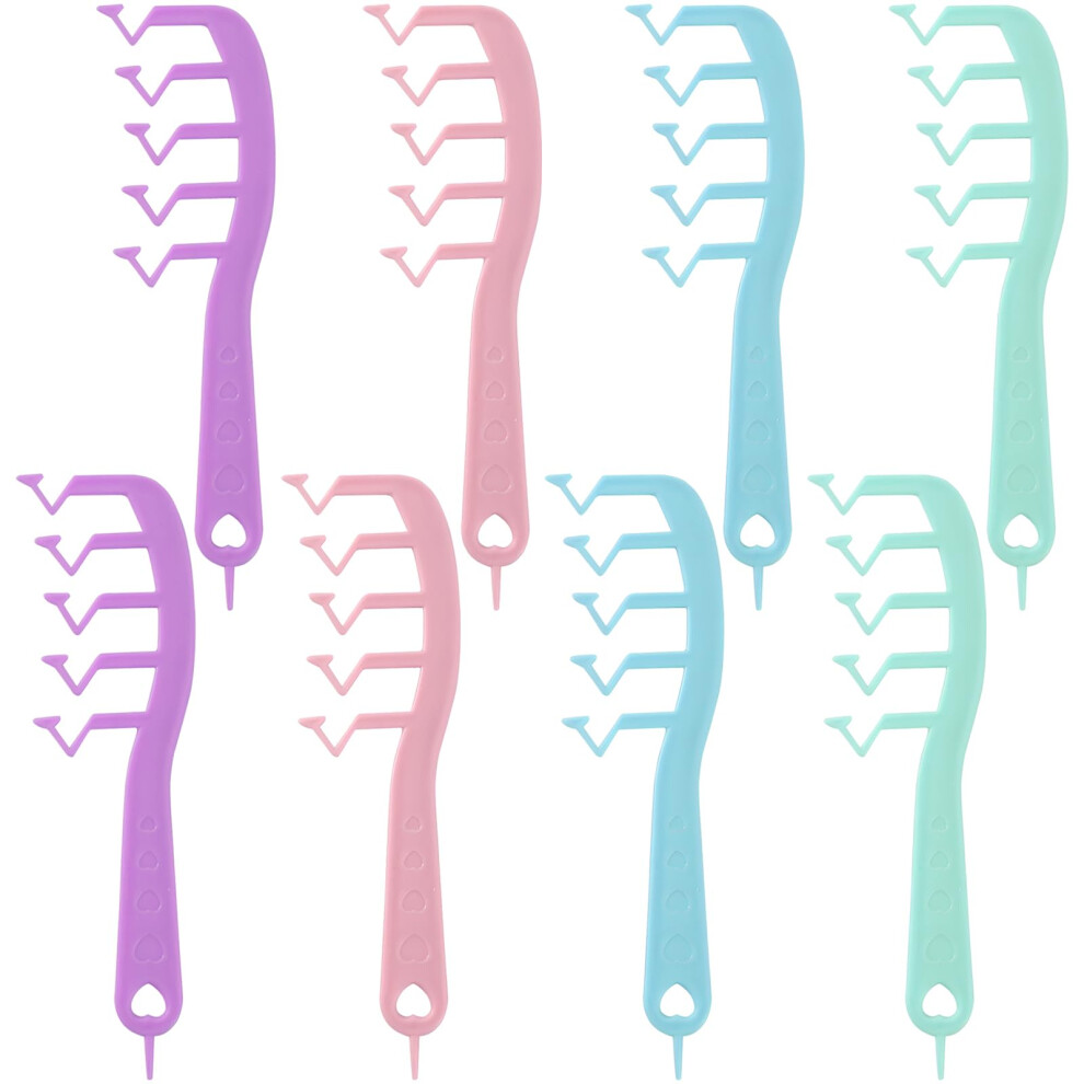 Unisex Vshaped Wide Tooth Comb Set For Root Volume Boost And Precise Hairline Parting, 8 Pieces