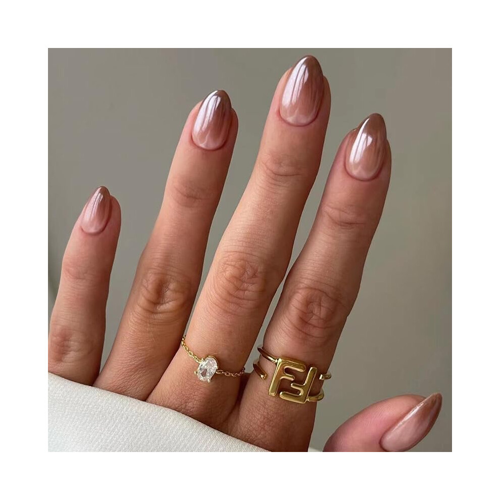 Press On Nails Set with Gel Nail Strips, Short Square Fake Nails for Women, Glossy Salon Finish, Reusable
