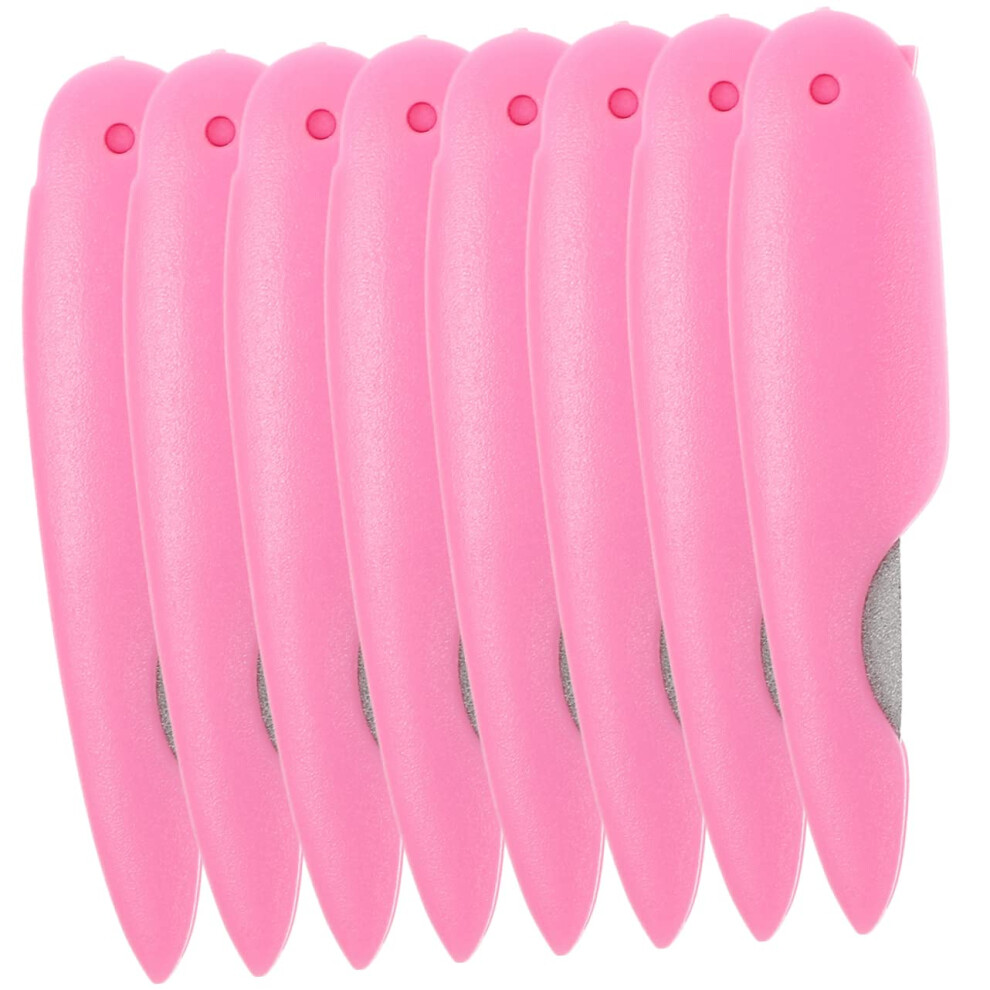 Pink 8Pcs Folding Metal Nail File Set Dualsided Polishing Compact Tools For Manicure And Pedicure