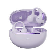 Wireless Open Ear Clip on Earbuds Bluetooth OpenEar Sports Earbuds AirConduction ENC NoiseCancelling Waterproof Purple