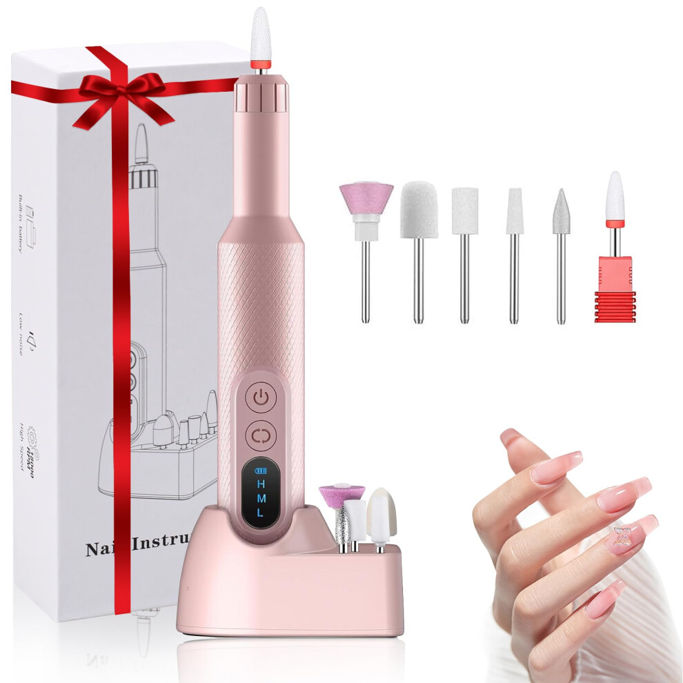 Electric Nail Drill Cordless Rechargeable Kit for Acrylic and Gel Nails with Precise Speed Control