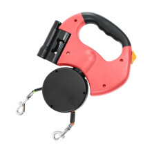 Dual Retractable Dog Leash for Two Dogs with 360 Rotating Head, Reflective Strap and Flashlight