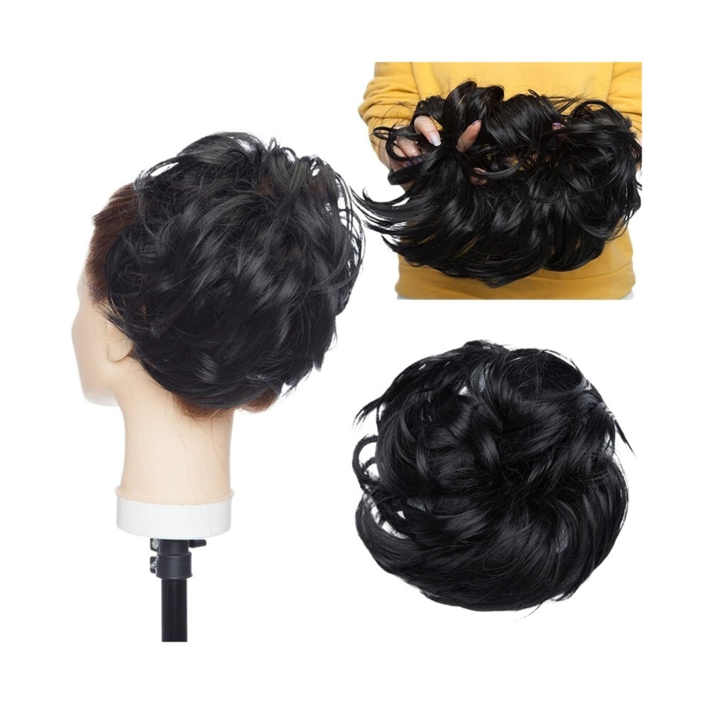 Messy Bun Hairpiece for Women, Synthetic Tousled Hair Bun Extension with Secure Elastic Band