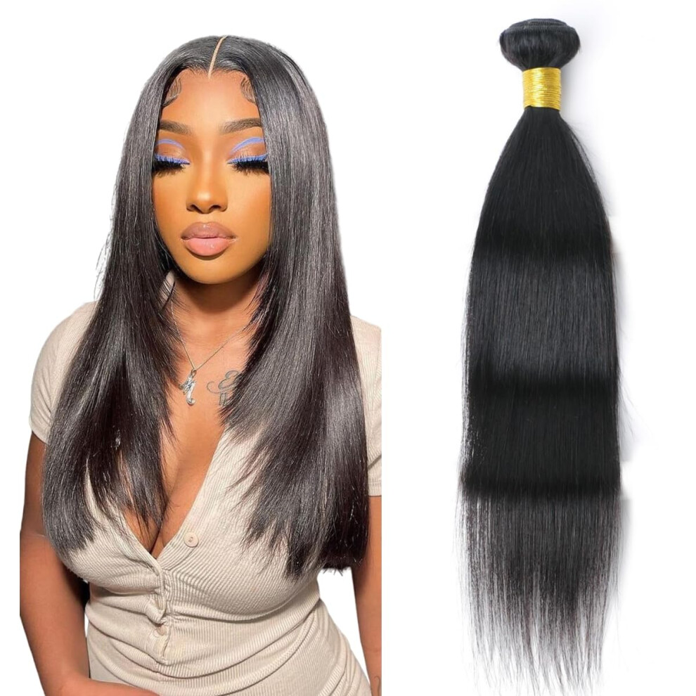 Unisex Brazilian Virgin Straight Hair Bundle 16 Inch Natural Unprocessed Human Hair Extensions