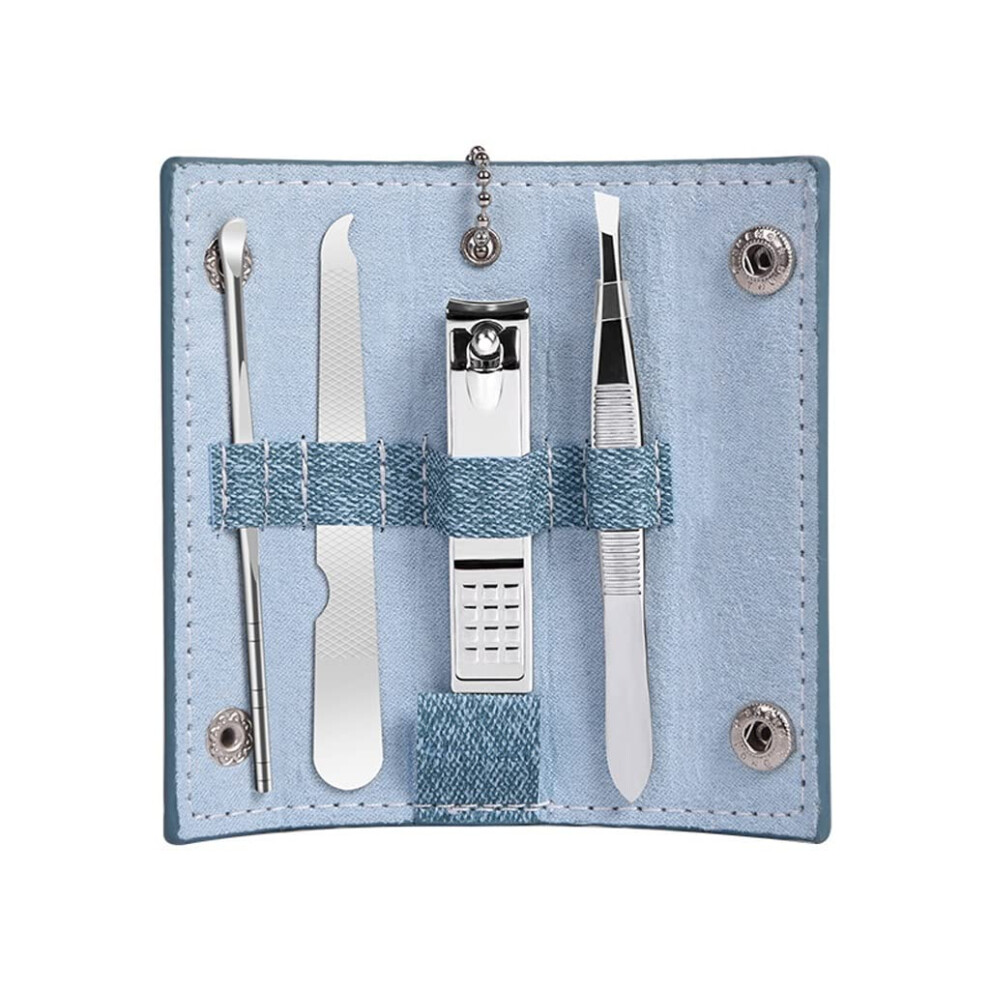 Blue 4Pcs Stainless Steel Nail Clippers Set Multisize Manicure Kit For Travel Grooming