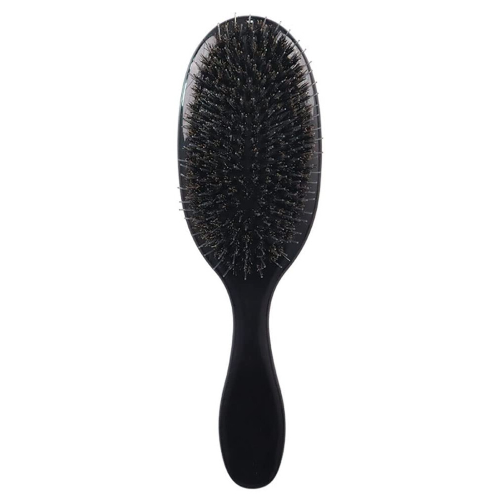 Black Boar Bristle Paddle Hair Brush For Shine And Smoothness, Antifrizz Mixed Bristles,