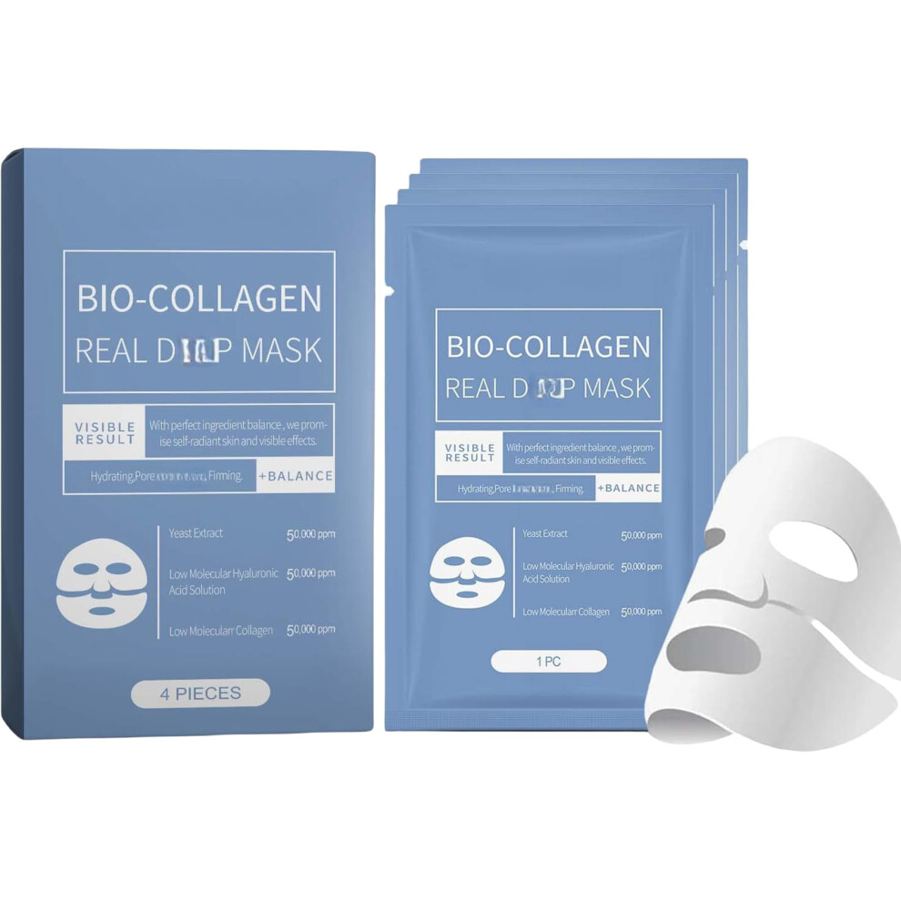Collagen Face Mask Set 4pcs Hydrating Overnight Treatment Anti Wrinkle Korean Skin Care for Women