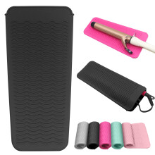 2 Pack Heat Resistant Silicone Mat and Hair Styling Tool Pouch, Travel Friendly for Curling and Flat Irons