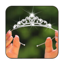 Girls Tiara Headband with Sparkling Rhinestone Detail, Small Silver Princess Crown for Kids