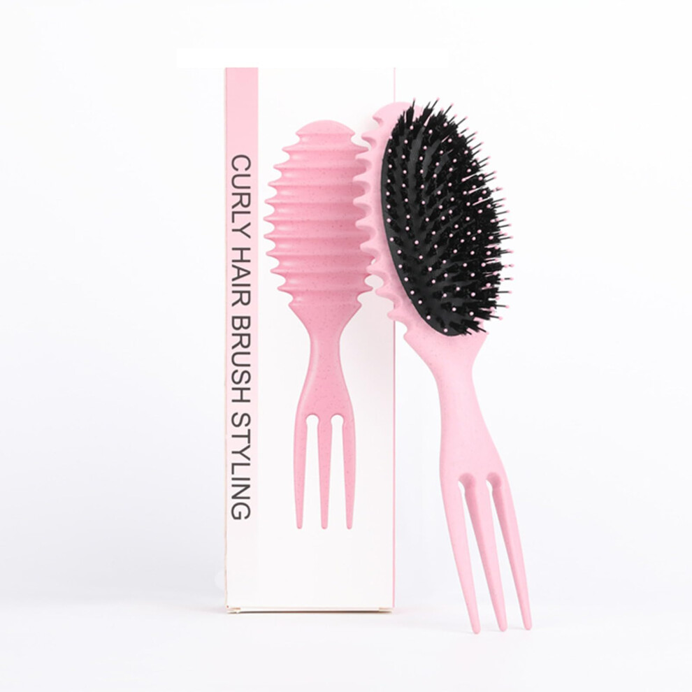 Pink Curl Defining Brush With Gentle Silicone Bristles, Detangling Brush For Wet And Dry Curly Hair