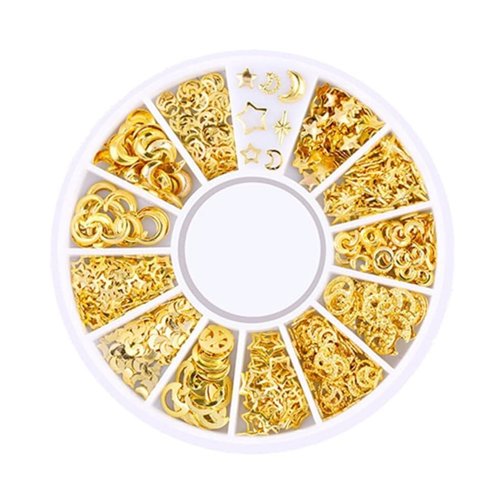 Gold Nail Art Decorations Set With 3D Charms, Pearls, Rhinestones And Metal Studs For Diy Nails