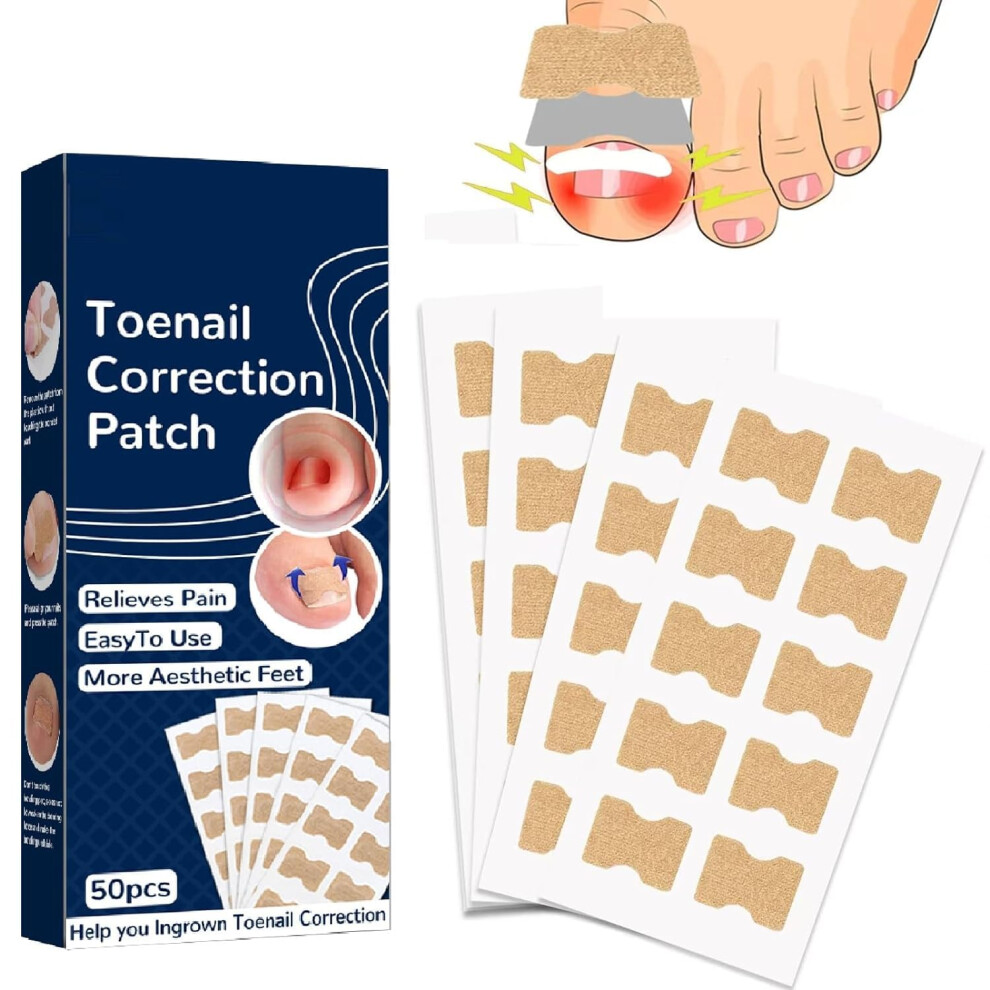 Ingrown Toenail Treatment Painless No Glue Breathable Correction Patches 50 Pack with Tool