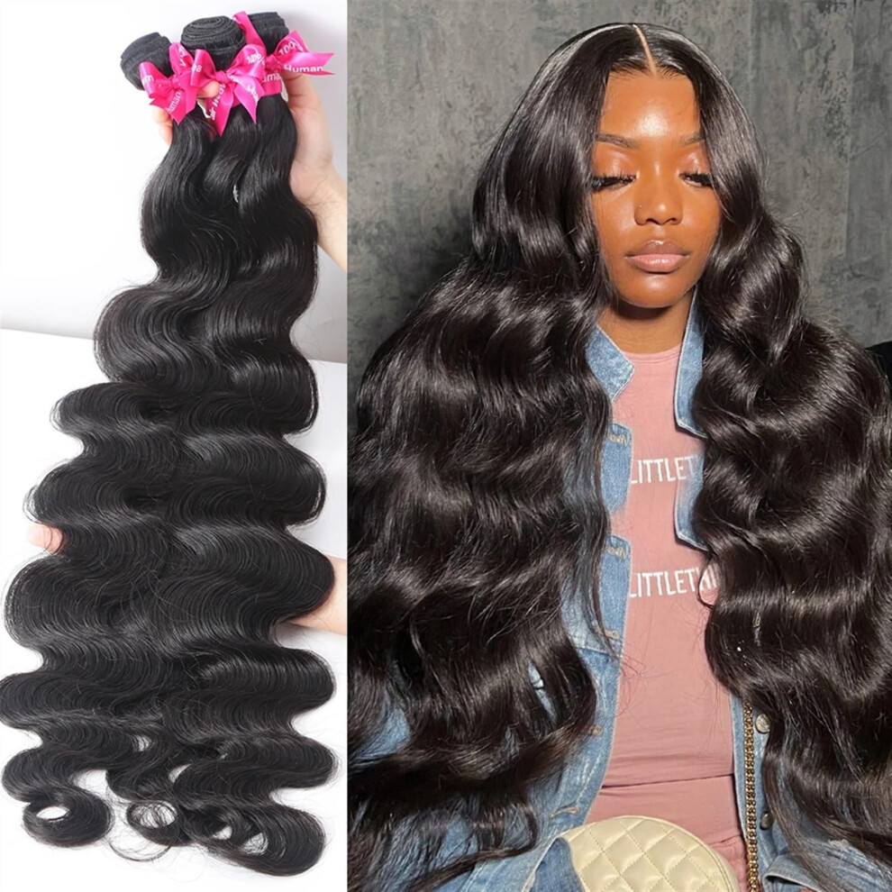 Unisex 100% Remy Brazilian Body Wave Human Hair Bundles Natural Color Weft Extensions 36 Inch