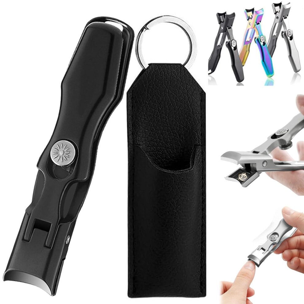 Nail Clippers with Extra Sharp Blades and AntiSplash Catcher, Wide Jaw Toenail Clippers for Seniors