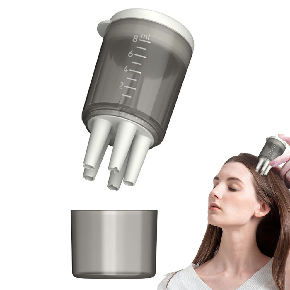 Unisex Grey Scalp Applicator Comb With Scale For Precise Serum And Hair Oil Application, Gentle Massage
