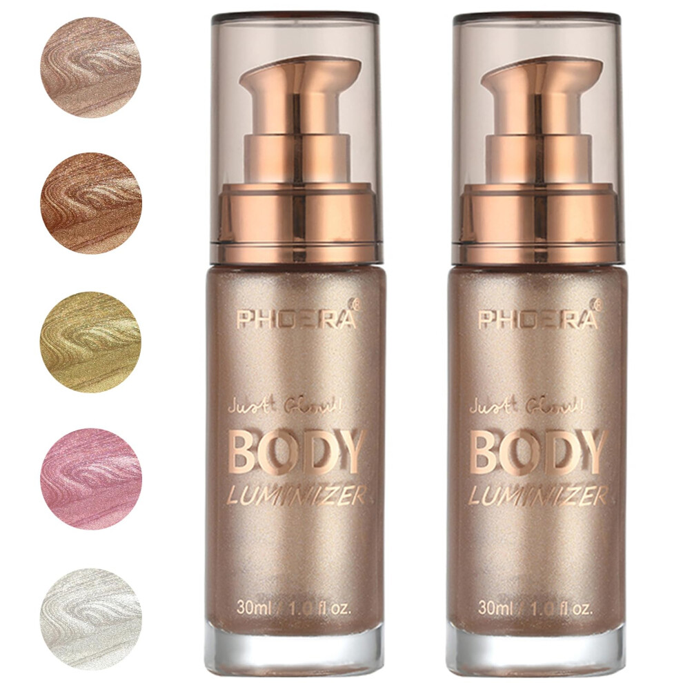 Gold Waterproof Body Highlighter Luminizer, Longlasting Glow For Face And Body, 2Pcs Rose