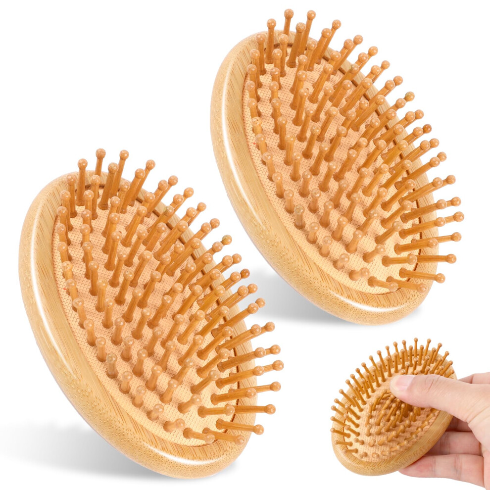 Unisex 2 Pack Bamboo Hair Brush For Hair Growth And Wooden Scalp Massager Comb Antistatic Bristles