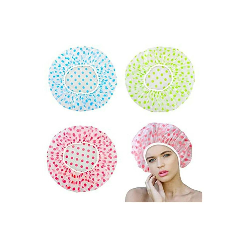 3 Pack Elastic Waterproof Shower Cap for Hair Protection, Reusable Bath Cap for Shower Spa Salon