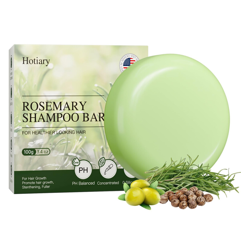 Rosemary Shampoo Bar for Hair Growth, Natural Solid Shampoo for Oily Hair and Hair Loss Prevention, 3.4oz