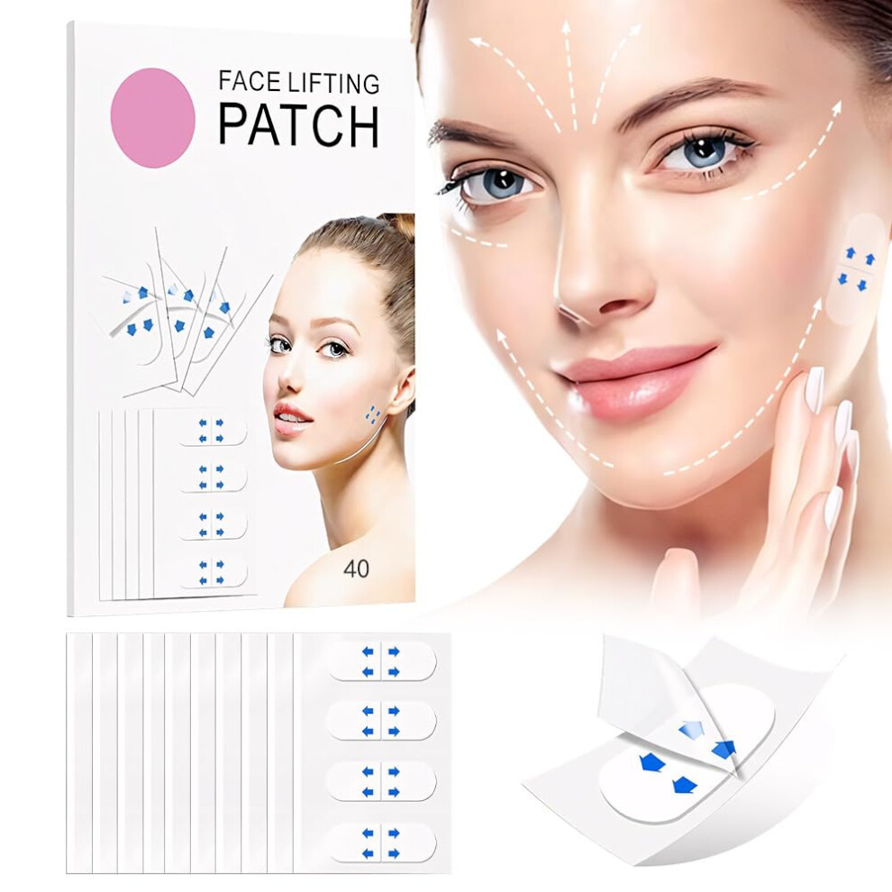 40 Pcs Invisible Face Lift Tape for Sagging Skin, Waterproof VShape Instant Lifting Strips