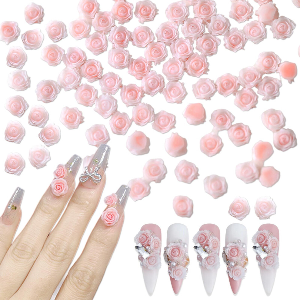 200 Pcs 3D Rose Nail Charms Mixed Size Resin Flower Decorations for Wedding and DIY Manicure