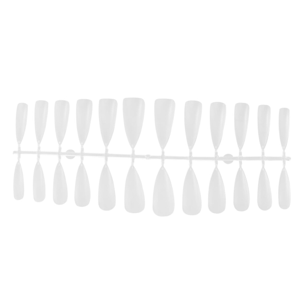 Fake Nails Coffin Shape French Tips Easy DIY Press On Nail Kit White Pointed for Women Parties