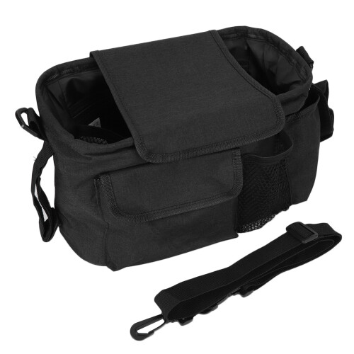 Durable Stroller Bag Universal Stroller Organizer With Adjustable Shoulder Strap Easy Install Velcro Straps Moisture Proof Large Capacity Interior 1