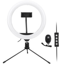 Phone Holder Ring Light with Stand, Adjustable Brightness Desktop Ring Light, 3 Lighting Modes LED Light for Makeup Live Streaming Photography,