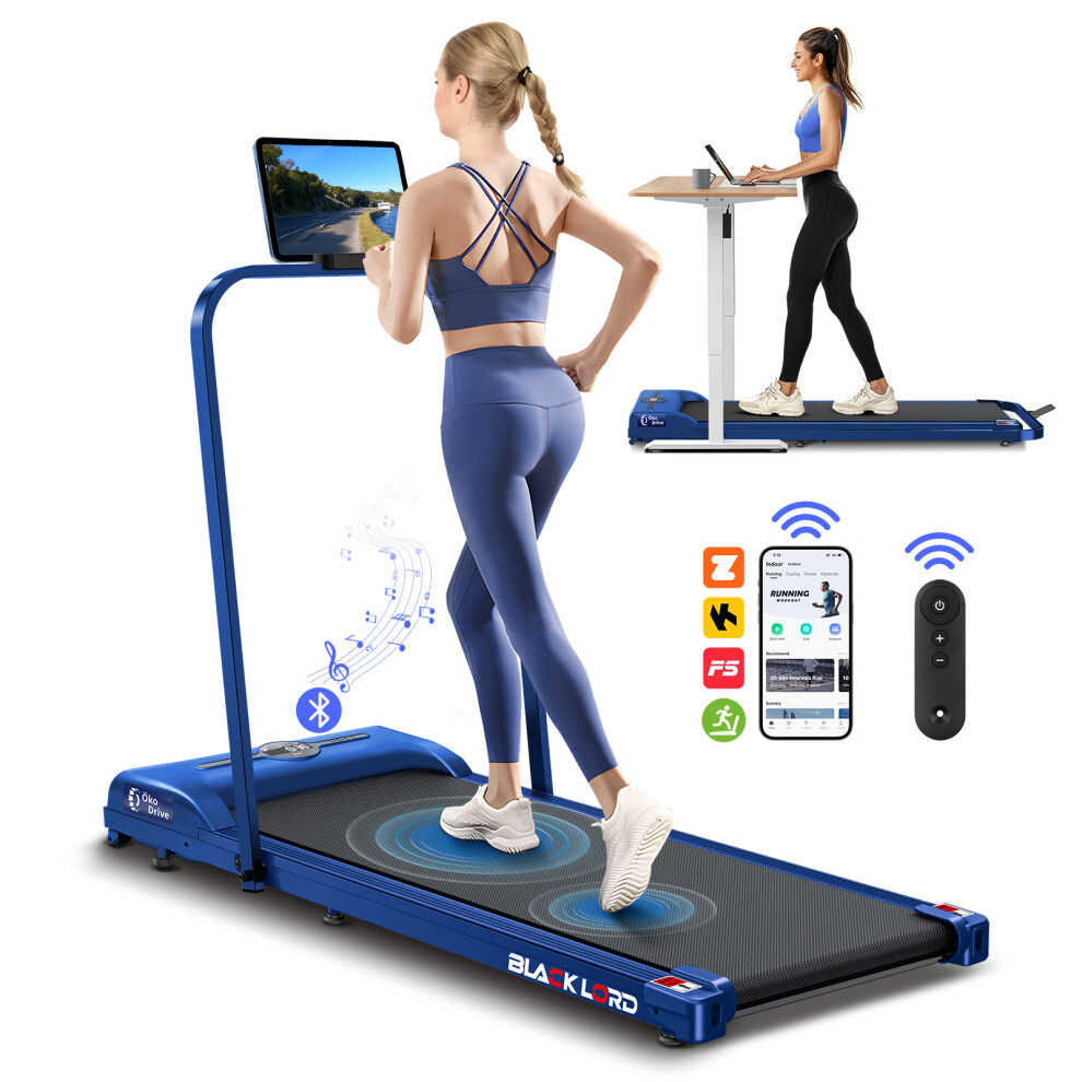 Lord Treadmill Walking Pad Gym Fitness Foldable Handrail Black/Blue