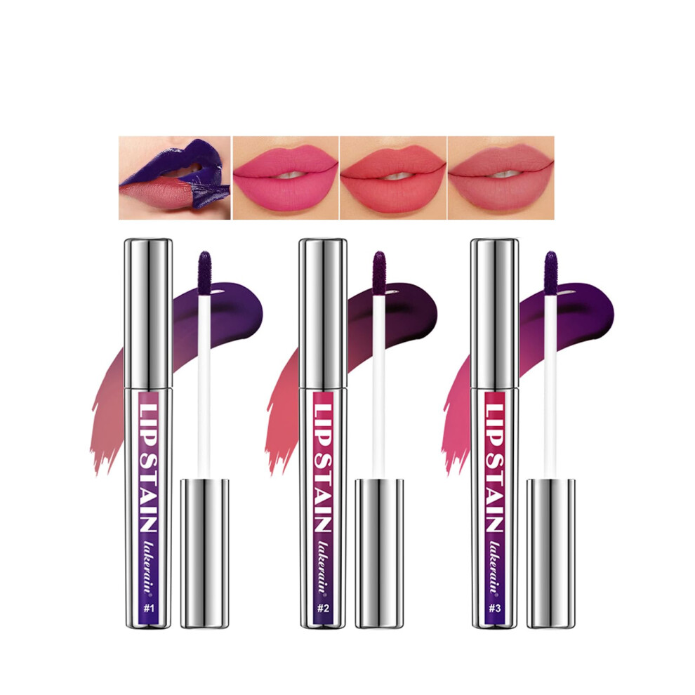 3Pcs Peel Off Lip Stain and Matte Lip Liner Set, Long Lasting Waterproof Smudge Proof Lip Contour