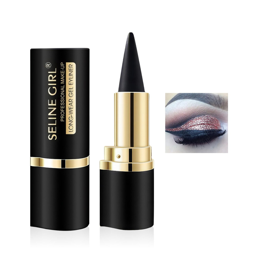 Black Gel Eyeliner Pencil Waterproof Smudge Proof Long Lasting Rich Pigment Multi Purpose Eye Makeup