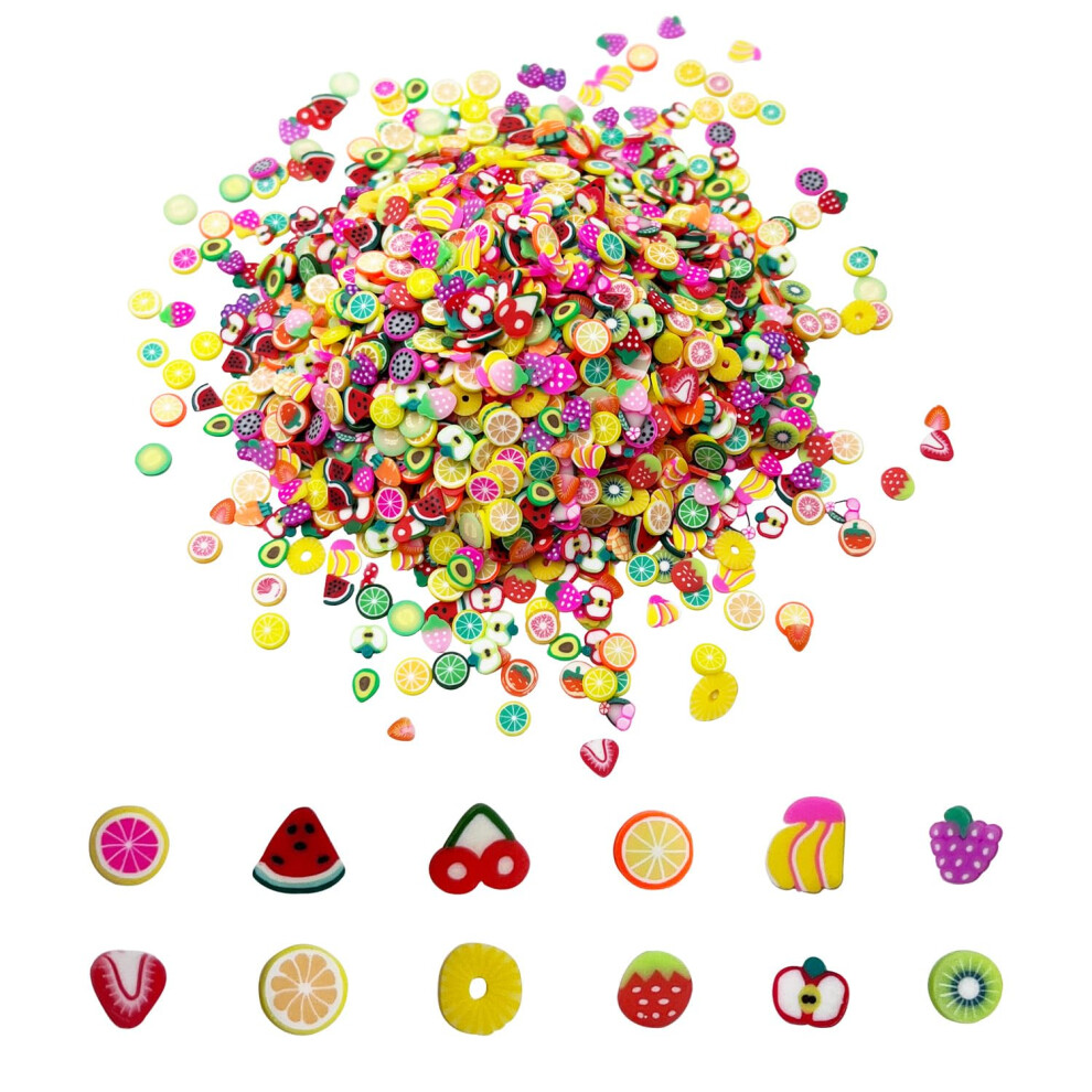 Polymer Clay Fruit Slices for Nail Art and DIY Crafts, Bright Multicolor Designs, 100g Pack