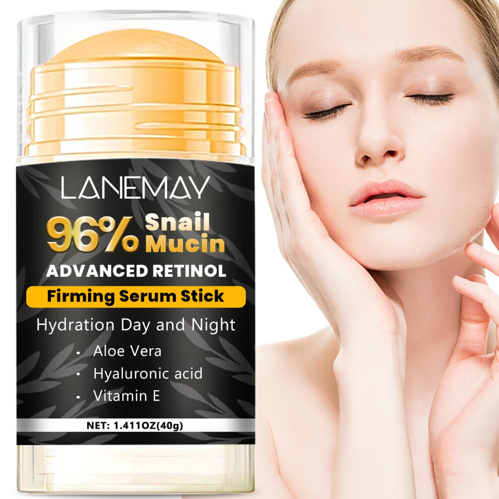 Retinol Collagen Facial Serum Stick with Hyaluronic Acid and Snail Mucin Anti Aging Hydrating 1.41oz