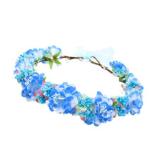 Flower Crown with Handcrafted Realistic Flowers Bridal Headpiece for Weddings and Parties Blue