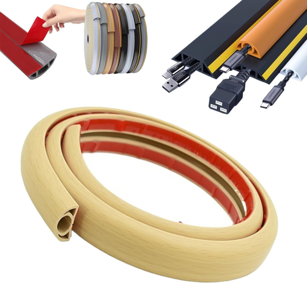 Floor Cable Cover Protector Maple Grain Finish Selfadhesive Pvc Raceway 1M For Easy Cord Management 9099447263056