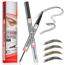 Waterproof Eyebrow Pencil with Brush, Dual Ended 4Tip Microblading Brow Pen and Gel for Women Gray