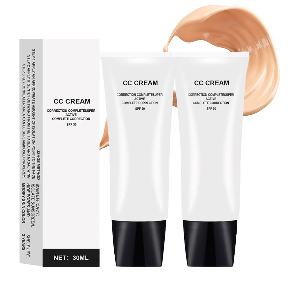 Cream Cc Spf 50 Full Coverage Hydrating Antiaging For Mature Skin, Natural 30Ml, 2Pcs