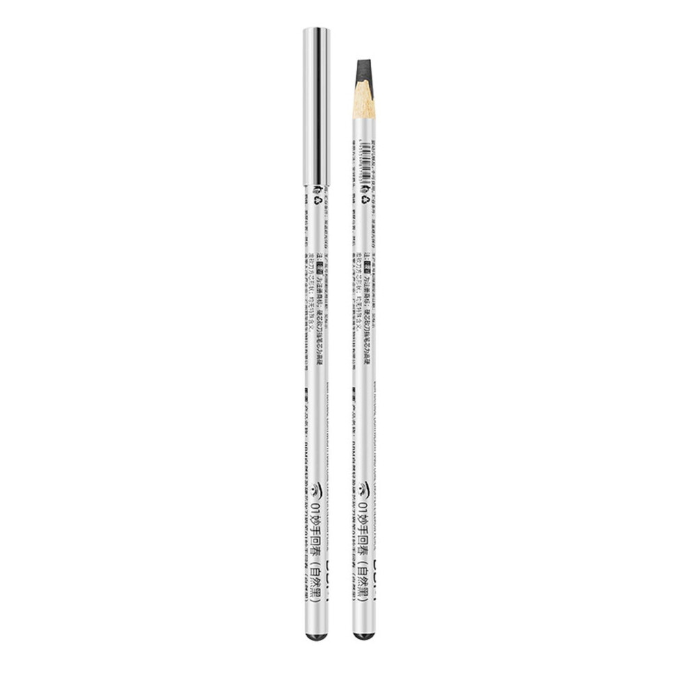 Sweatproof Wooden Core Eyebrow Pencil and Black Eyeliner Dual Use Long Wear for Beginners