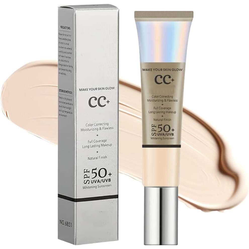 CC Cream SPF 50 Sun Protection Long Lasting Waterproof Hydrating Color Correcting Ivory Foundation
