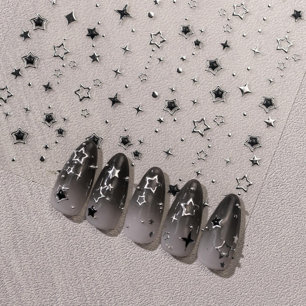 5D Embossed Nail Stickers with Glitter Stars for Women, SelfAdhesive Flower Butterfly Nail Art