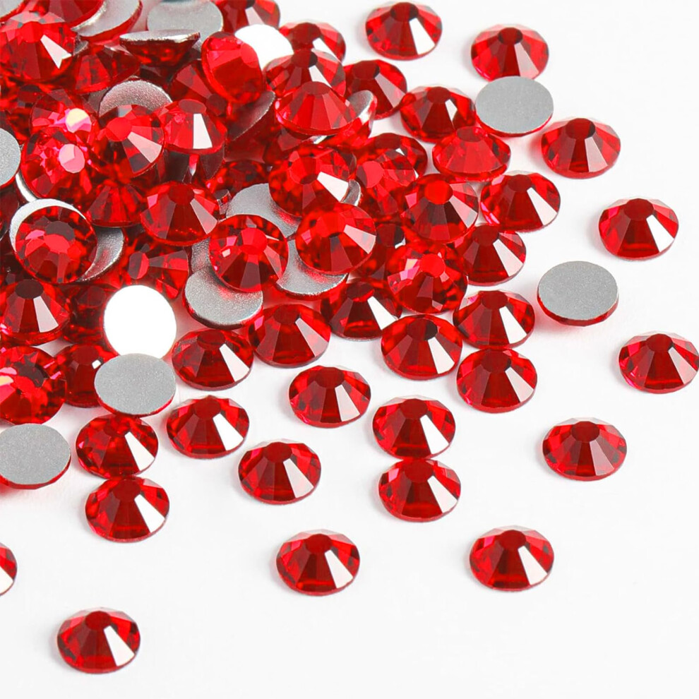 Red Ruby Nail Art Rhinestones With Gemstone Sparkle Finish, Assorted Sizes Flat Back Gems In Storage Box For Diy Manicure And Salon Decorations