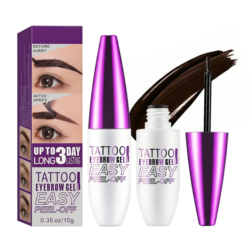 Brown Waterproof Peel Off Eyebrow Tint Gel 2Pcs Long Lasting Smudge Proof Natural Tattoo Brows