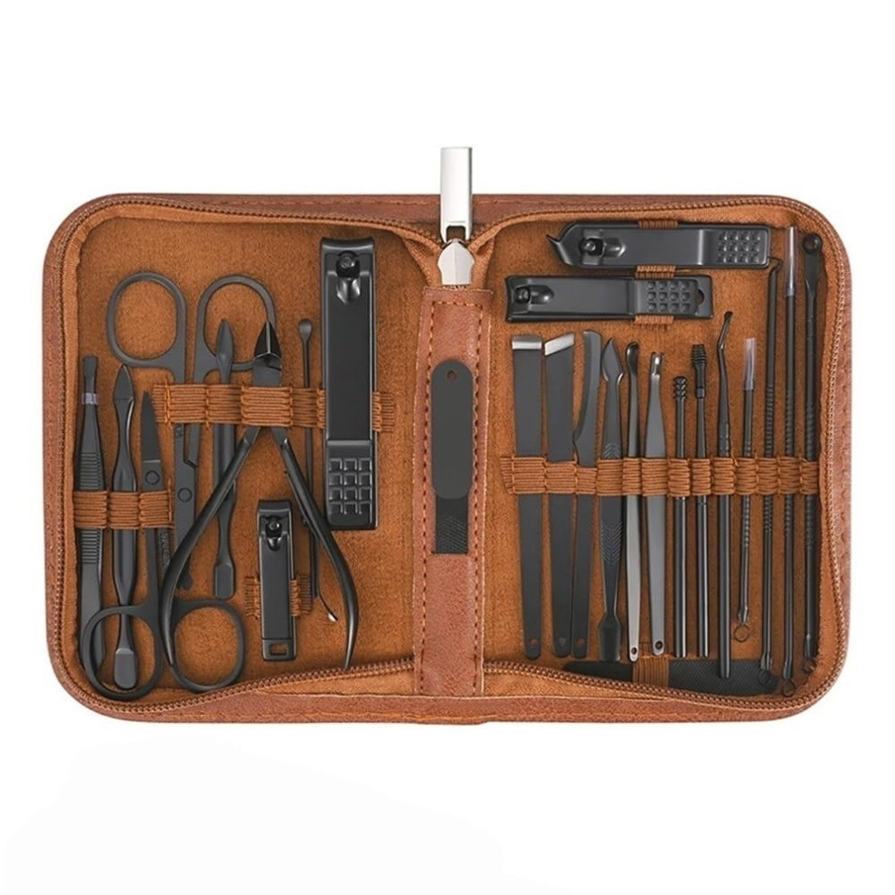 Professional Stainless Steel Manicure Pedicure Set with Ergonomic Nail Clippers, 26pcs Travel Kit