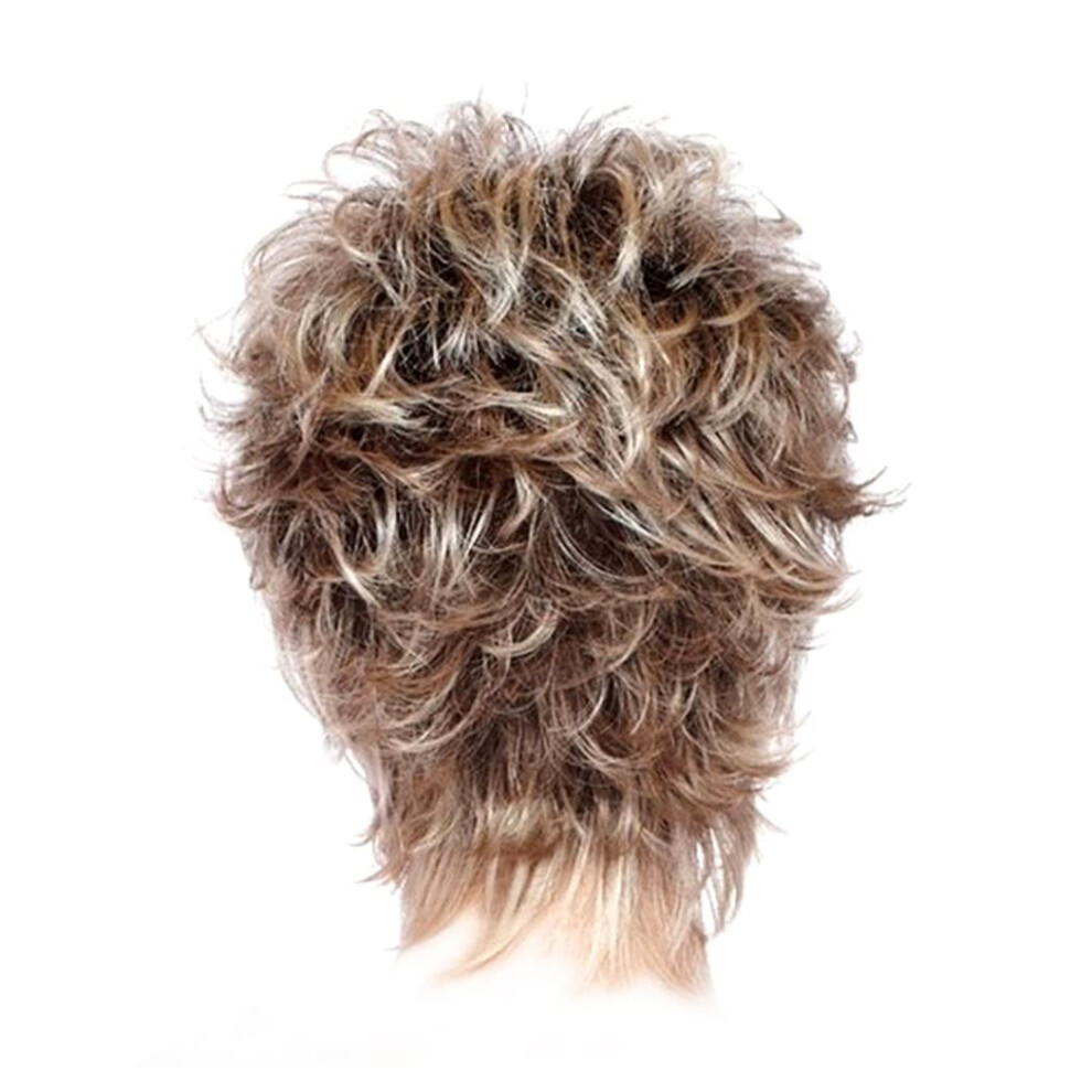Unisex Short Blonde Wig For Women Fluffy Layered Synthetic Hair With Natural Volume And Adjustable Fit