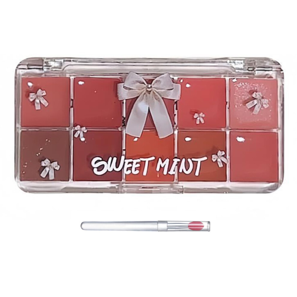 Red 10 Color Lip Gloss Palette With Smooth Jelly Texture, Moisturizing Longlasting Lipstick Shades