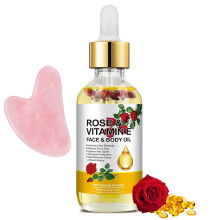 Vitamin E Face Oil with Organic Rose for AntiAging, Deep Hydration and Skin Hair Nail Care