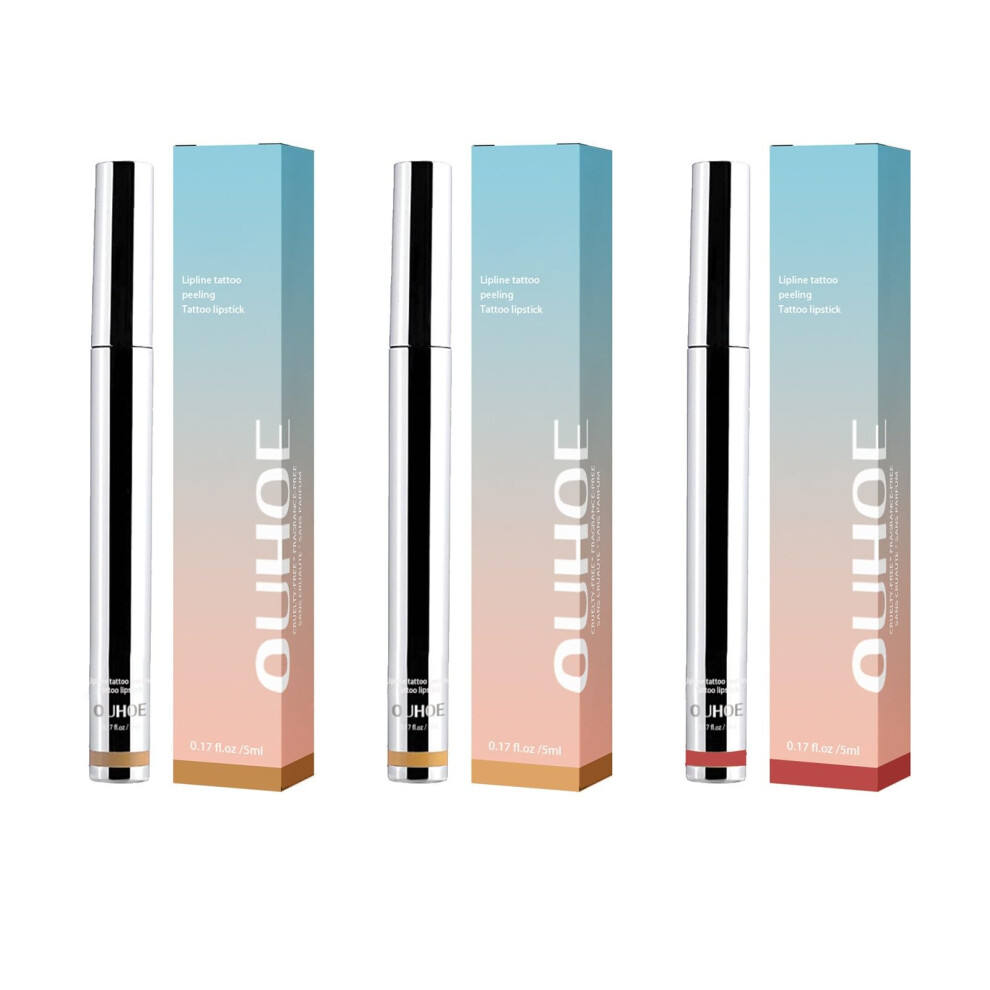 Peel Off Lip Stain Set 3PCS Long Lasting Moisturizing Smudge Proof Lip Liner for Women