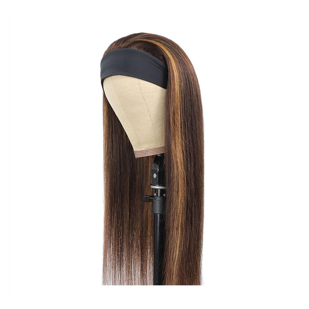 Headband Wig Human Hair Ombre Straight with Highlights for Black Women Brazilian Blonde 10 Inch