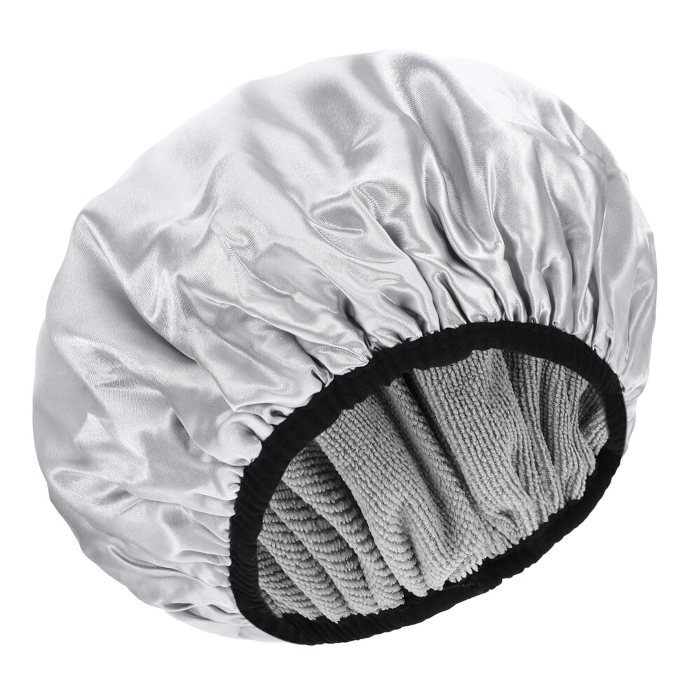 Large Satin Lined Shower Cap for Women, Triple Layer Waterproof Hair Protection for Curly and Long Hair