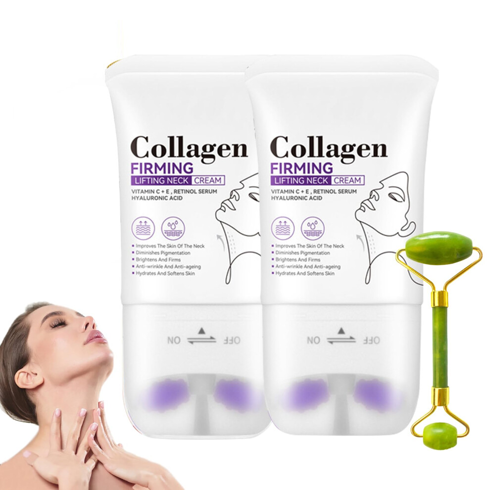 Cream Neck Firming With Collagen And Roller Applicator For Anti Wrinkle Moisturizing Tightening